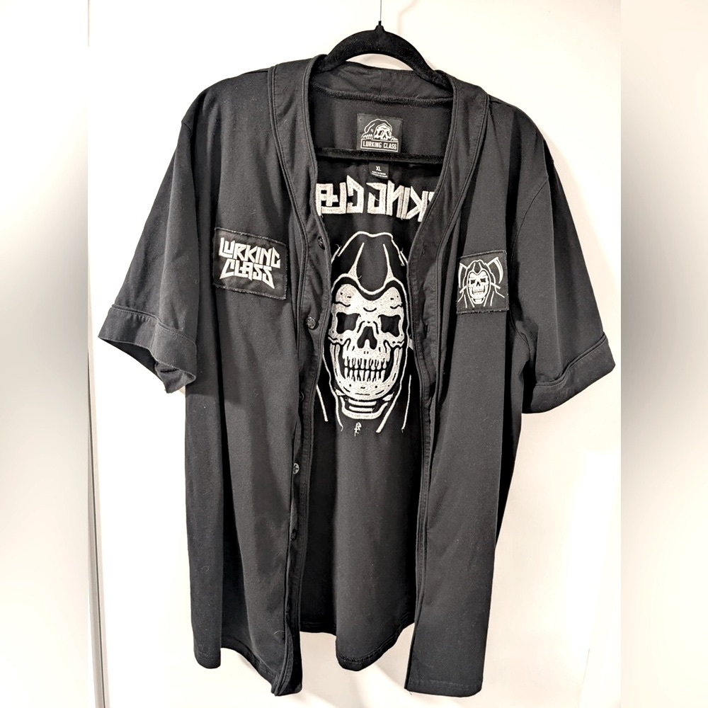 Lurking Class Button-Up Shirt with Patches